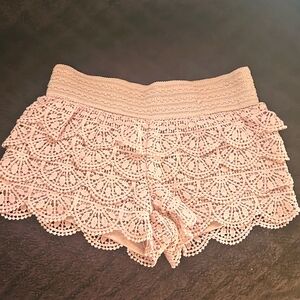 Crochet ruffled shorts